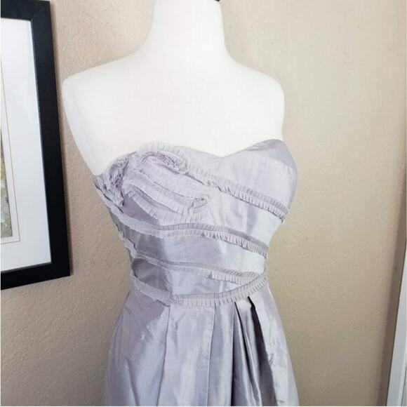 SUZI CHIN for MAGGY BOUTIQUE ~Grey Strapless Dress~Beautiful Draped Detail~Sz 12 - Picture 3 of 6
